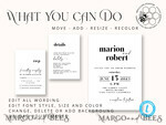 TEMPLETT wedding invitation download Minimalist wedding invitation template, Instant download Simple Wedding Invites, Rustic Wedding Invitation Printable Set,Rsvp Card Template, Details Card, Printable, Templett, Diy8