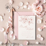 TEMPLETT wedding invitation download Minimalist Blush wedding invitation template Instant download Printable Invites For Home Printing, Pink wedding invitation Set template card8