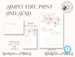 TEMPLETT wedding invitation download Minimalist Blush wedding invitation template Instant download Printable Invites For Home Printing, Pink wedding invitation Set template card8