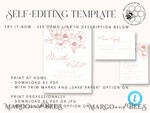 TEMPLETT wedding invitation download Minimalist Blush wedding invitation template Instant download Printable Invites For Home Printing, Pink wedding invitation Set template card8