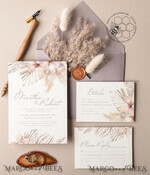 TEMPLETT wedding invitation download Modern Boho wedding Invitations Set Template, Instant Download Printable Invites Home Printing, Simple Rustic Wedding Invitation Card Set9
