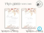 TEMPLETT wedding invitation download Modern Boho wedding Invitations Set Template, Instant Download Printable Invites Home Printing, Simple Rustic Wedding Invitation Card Set9