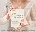 TEMPLETT  
 Hochzeits Einladung Download Boho Rosen Hochzeitskarten Set Vorlage, Sofortiger Download Druckbare Einladungen Heimdruck, Einfache Karten10