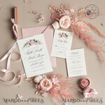 TEMPLETT wedding invitation download Elegant Blush wedding Invitation Template, Instant Download Printable Invites Home Printing, Pink Boho Wedding Invitation Card Set Template7