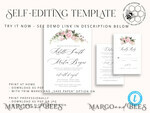 TEMPLETT wedding invitation download Elegant Blush wedding Invitation Template, Instant Download Printable Invites Home Printing, Pink Boho Wedding Invitation Card Set Template7