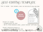 TEMPLETT wedding invitation download Boho Florals white wedding Invitations Set Template, Instant Download Printable Invites Home Printing, Arch Floral Wedding Invitation Card7