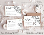 TEMPLETT wedding invitation download Boho Florals white wedding Invitations Set Template, Instant Download Printable Invites Home Printing, Arch Floral Wedding Invitation Card7