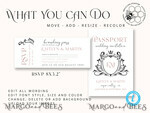 TEMPLETT wedding invitation download passport wedding invitation template, Instant download destination Wedding Invites, travel  Printable Template  Invitations, boarding pass9
