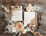 TEMPLETT wedding invitation download Rustic Ivory wedding Invitations Set and Electronic Wedding Invitation Template, Instant Download Printable Invites Home Printing, Simple Boho Wedding Invitation Card Set12