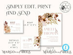 TEMPLETT wedding invitation download Rustic Ivory wedding Invitations Set and Electronic Wedding Invitation Template, Instant Download Printable Invites Home Printing, Simple Boho Wedding Invitation Card Set12