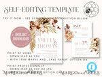TEMPLETT wedding invitation download Rustic Ivory wedding Invitations Set and Electronic Wedding Invitation Template, Instant Download Printable Invites Home Printing, Simple Boho Wedding Invitation Card Set12