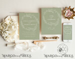 TEMPLETT wedding invitation download Boho Garden wedding Invitations Evite Set Template, Instant Download Printable Invites Home Printing, Sage Green Wedding Invitation Cards9