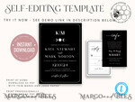 TEMPLETT wedding invitation download Black wedding invitation template, Instant download tarot Wedding Invites, Goth Wedding Invitation Printable Template, skeleton invites16
