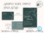 TEMPLETT wedding invitation download Modern wedding invitation template, Instant download Boho Wedding Invites, Simple Wedding Invitation Printable Template Fine Art Invitations6