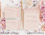 TEMPLETT wedding invitation download Elegant Blush wedding Invitation Template, Instant Download Printable Invites Home Printing, Pink Boho branch Wedding Invitation Card Set 8