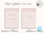 TEMPLETT wedding invitation download Elegant Blush wedding Invitation Template, Instant Download Printable Invites Home Printing, Pink Boho branch Wedding Invitation Card Set 8