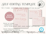TEMPLETT wedding invitation download Elegant Blush wedding Invitation Template, Instant Download Printable Invites Home Printing, Pink Boho branch Wedding Invitation Card Set 8