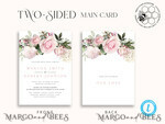 TEMPLETT wedding invitation download Elegant Blush wedding Invitation Template, Instant Download Printable Invites Home Printing, Pink roses Wedding Invitation Card Set Template11