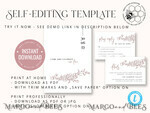 TEMPLETT wedding invitation download Minimalist wedding invitation template Instant download, Printable Invites For Home Printing, Beige wedding invitation Set template8