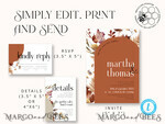 TEMPLETT wedding invitation download Boho Arch wedding Invitations Set Template, Instant Download Printable Invites Home Printing, Simple Wedding Invitation Card Set7