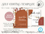 TEMPLETT wedding invitation download Boho Arch wedding Invitations Set Template, Instant Download Printable Invites Home Printing, Simple Wedding Invitation Card Set7