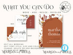 TEMPLETT wedding invitation download Boho Arch wedding Invitations Set Template, Instant Download Printable Invites Home Printing, Simple Wedding Invitation Card Set7