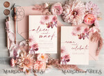 TEMPLETT wedding invitation download Boho fall wedding Invitations Set Template, Instant Download Printable Invites Home Printing, Mauve Blush Pink Autumn Fine Art Invitation Card Set8