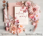 TEMPLETT wedding invitation download Boho fall wedding Invitations Set Template, Instant Download Printable Invites Home Printing, Mauve Blush Pink Autumn Fine Art Invitation Card Set8