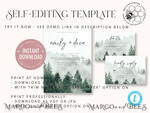 TEMPLETT wedding invitation download Forest Greenery wedding invitation template, Instant download Mountain Simple Wedding Invites, Greenery Wedding Invitation Printable Template, Forest invites7