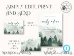 TEMPLETT wedding invitation download Forest Greenery wedding invitation template, Instant download Mountain Simple Wedding Invites, Greenery Wedding Invitation Printable Template, Forest invites7