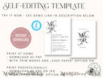 TEMPLETT wedding invitation download Floral Monogram wedding Invitations Set Template, Instant Download Printable Invites Home Printing, Floral Wedding Invitation Card9