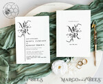 TEMPLETT wedding invitation download Floral Monogram wedding Invitations Set Template, Instant Download Printable Invites Home Printing, Floral Wedding Invitation Card9