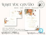 TEMPLETT wedding invitation download Boho fall wedding Invitations Set Template, Instant Download Printable Invites Home Printing, Terracotta Autumn Fine Art Invitation Card Set7
