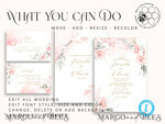 TEMPLETT wedding invitation download Elegant Blush wedding Invitation Template, Instant Download Printable Invites Home Printing, Pink Boho Wedding Invitation Card Set Template8