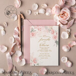 TEMPLETT wedding invitation download Elegant Blush wedding Invitation Template, Instant Download Printable Invites Home Printing, Pink Boho Wedding Invitation Card Set Template8