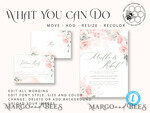 TEMPLETT wedding invitation download Elegant Rustic wedding Invitations Set Template, Instant Download Printable Invites Home Printing, Simple Boho Wedding Invitation Card Set10
