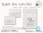 TEMPLETT wedding invitation download Simple wedding invitation template, Instant download Boho Wedding Invites, Elegant Wedding Invitation Printable Template, Modern Invites7