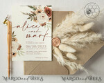 TEMPLETT wedding invitation download Boho Ivory wedding Invitations Set Template, Instant Download Printable Invites Home Printing, Simple Boho Wedding Invitation Card Set25