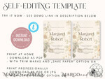 TEMPLETT  
 Hochzeits Einladung Download Romantische Vintage Blumen Hochzeitskarten Set Vorlage, Sofort-Download Druckbare Einladungen Heimdruck, Einfache Karten10