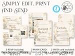 TEMPLETT  
 Hochzeits Einladung Download Romantische Vintage Blumen Hochzeitskarten Set Vorlage, Sofort-Download Druckbare Einladungen Heimdruck, Einfache Karten10