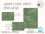 TEMPLETT wedding invitation download Sage Green wedding invitation template, Instant download Greenery Wedding Invites, Monstera Garden Wedding Invitations Set Printable6
