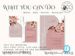TEMPLETT wedding invitation download Arch Blush wedding Invitation Template, Instant Download Printable Invites Home Printing, Pink Boho Wedding Invitation Card Set Template9