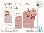 TEMPLETT wedding invitation download Arch Blush wedding Invitation Template, Instant Download Printable Invites Home Printing, Pink Boho Wedding Invitation Card Set Template9