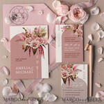 TEMPLETT wedding invitation download Arch Blush wedding Invitation Template, Instant Download Printable Invites Home Printing, Pink Boho Wedding Invitation Card Set Template9