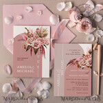 TEMPLETT wedding invitation download Arch Blush wedding Invitation Template, Instant Download Printable Invites Home Printing, Pink Boho Wedding Invitation Card Set Template9