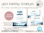 TEMPLETT wedding invitation download Blue Mountain wedding invitation template, Instant download Mountain Simple Wedding Invites, Forest Wedding Invitation Printable Template, Forest invites7