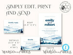 TEMPLETT wedding invitation download Blue Mountain wedding invitation template, Instant download Mountain Simple Wedding Invites, Forest Wedding Invitation Printable Template, Forest invites7