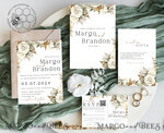 TEMPLETT  
 Hochzeits Einladung Download Boho Herbstblumen Hochzeitskarten Set Vorlage, Sofortdownload Druckbare Einladungen Heimdruck, Einfache Karten10