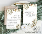 TEMPLETT  
 Hochzeits Einladung Download Boho Herbstblumen Hochzeitskarten Set Vorlage, Sofortdownload Druckbare Einladungen Heimdruck, Einfache Karten10