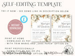 TEMPLETT  
 Hochzeits Einladung Download Boho Herbstblumen Hochzeitskarten Set Vorlage, Sofortdownload Druckbare Einladungen Heimdruck, Einfache Karten10